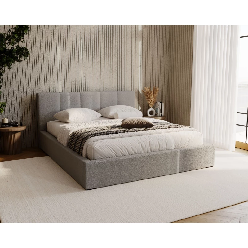 Kárpitozott ágy 140x200 NEUSA 2 tárolóhellyel - szürke