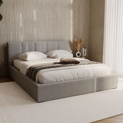 Kárpitozott ágy 160x200 NEUSA 2 tárolóhellyel - szürke