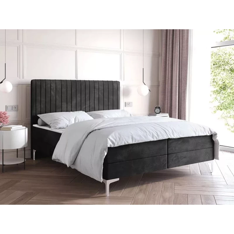 Kontinentális ágy 120x200 HACINA tárolóhellyel - fekete