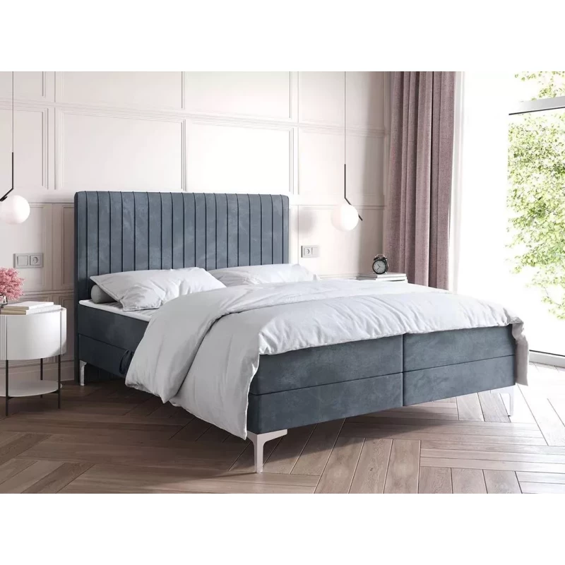 Kontinentális ágy 120x200 HACINA tárolóhellyel - kékesszürke