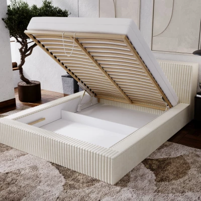 Kárpitozott dupla ágy 160x200 SIDONIA 2 tárolóhellyel - sötétszürke