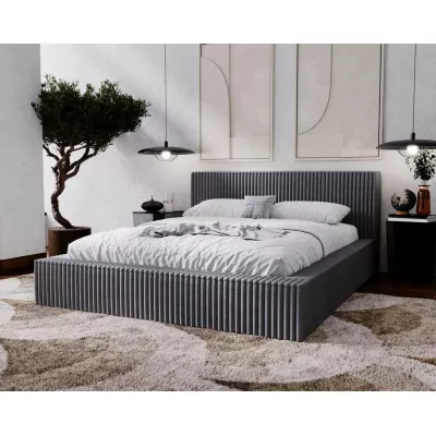 Kárpitozott dupla ágy 160x200 SIDONIA 2 tárolóhellyel - sötétszürke
