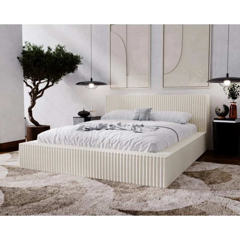 Kárpitozott dupla ágy 140x200 SIDONIA - krémszínű