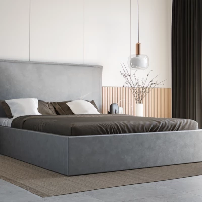 Franciaágy 140x200 LUDMILA SLIM 2 tárolóhellyel - szürke
