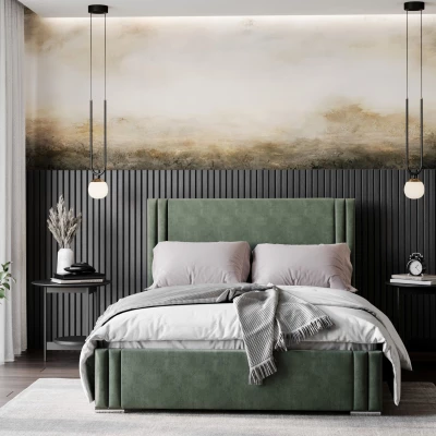 Designer franciaágy 140x200 EMILY - khaki