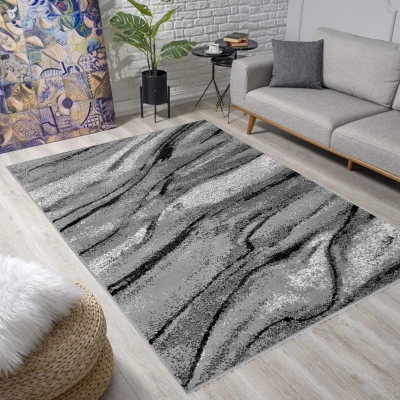 Téglalap alakú szőnyeg 50x90 cm LUKEN - szürke / fekete