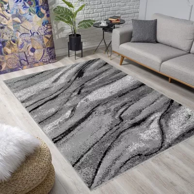 Téglalap alakú szőnyeg 50x90 cm LUKEN - szürke / fekete