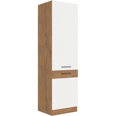 VANYA beépített hűtőszekrényhez való szekrény - szélesség 60 cm, fehér / lancelot tölgyfa