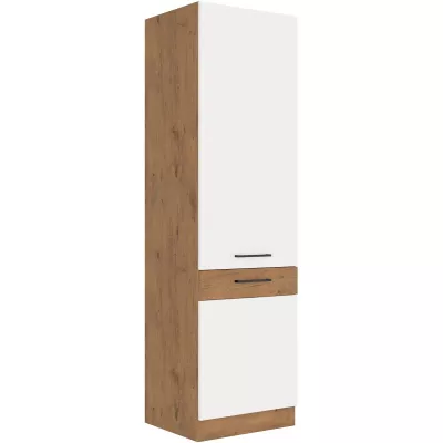 VANYA beépített hűtőszekrényhez való szekrény - szélesség 60 cm, fehér / lancelot tölgyfa