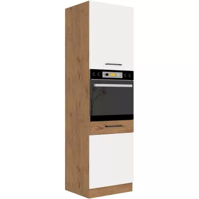 Magas szekrény beépített sütőhöz VANYA - szélesség 60 cm, fehér / lancelot tölgy