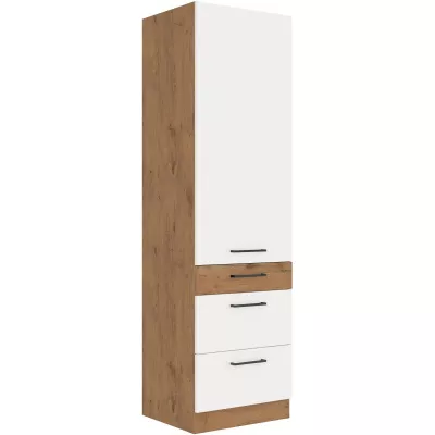 VANYA fiókos élelmiszerszekrény - szélesség 60 cm, fehér / lancelot tölgy