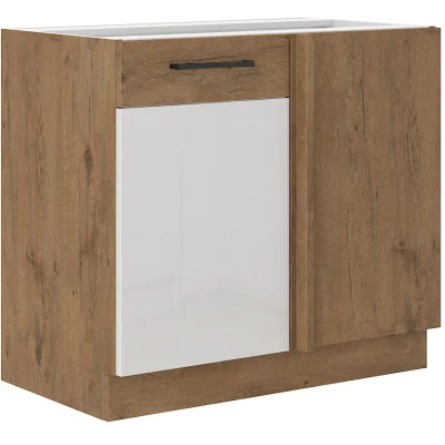 VANYA bővíthető sarokszekrény - szélesség 105 cm, fehér / lancelot tölgy