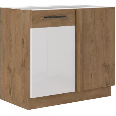 VANYA bővíthető sarokszekrény - szélesség 105 cm, fehér / lancelot tölgy