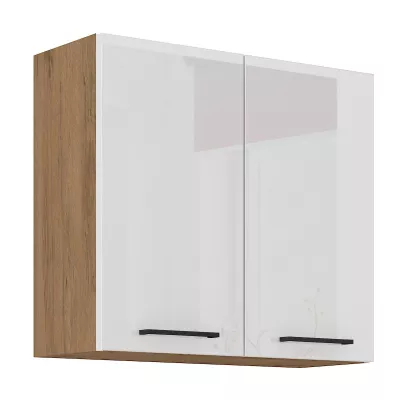 VANYA felső konyhaszekrény - szélesség 80 cm, fehér / lancelot tölgy