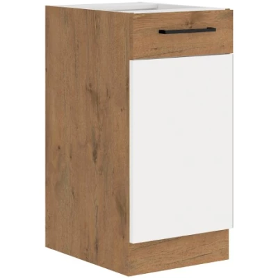 VANYA alsó egyajtós szekrény - szélesség 40 cm, fehér / lancelot tölgyfa