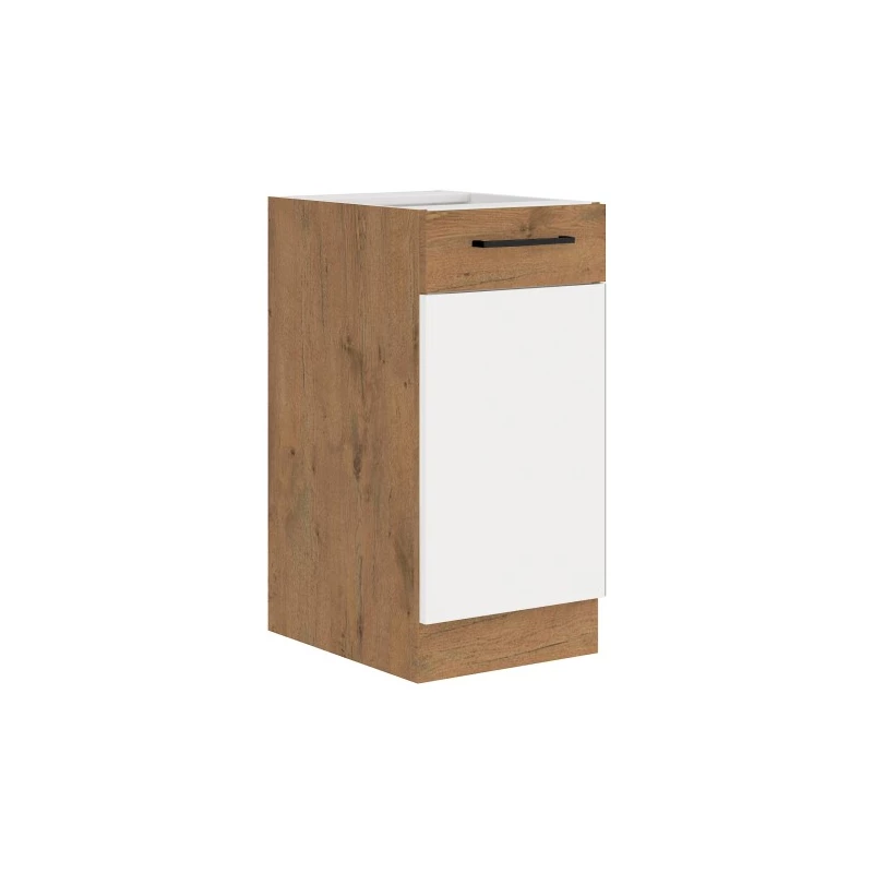 VANYA alsó egyajtós szekrény - szélesség 40 cm, fehér / lancelot tölgyfa