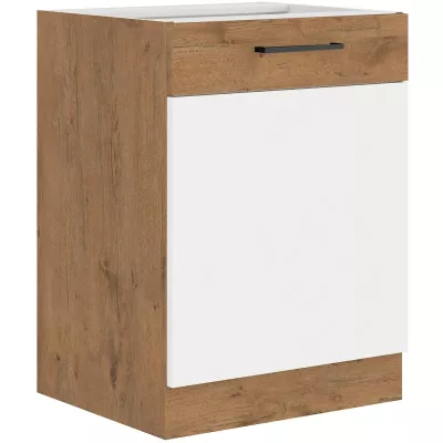 VANYA alsó egyajtós szekrény - szélesség 60 cm, fehér / lancelot tölgyfa