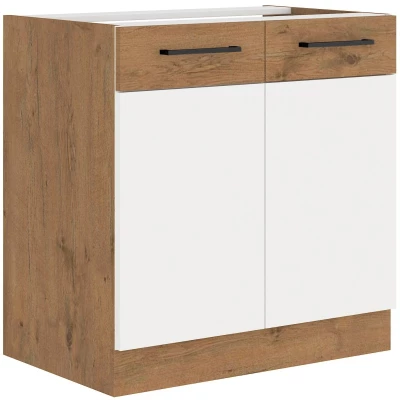 VANYA alsó kétajtós szekrény - szélesség 80 cm, fehér / lancelot tölgy