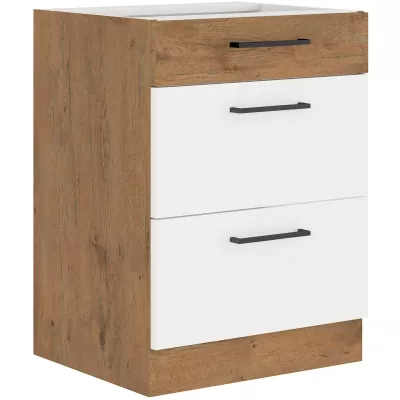 VANYA komód - szélesség 60 cm, fehér / lancelot tölgyfa