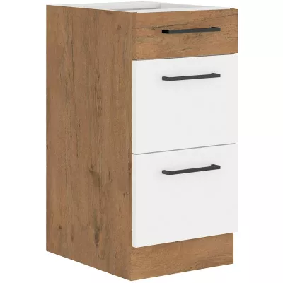 VANYA fiókos konyhaszekrény - szélesség 40 cm, fehér / lancelot tölgy