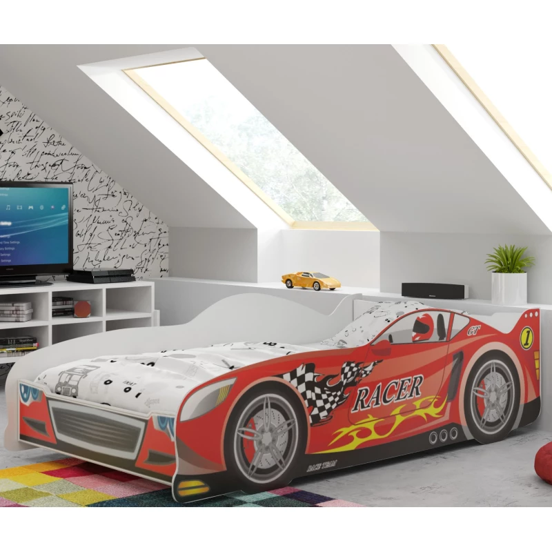 Gyerekágy autó formájában 80x160 RACER - piros