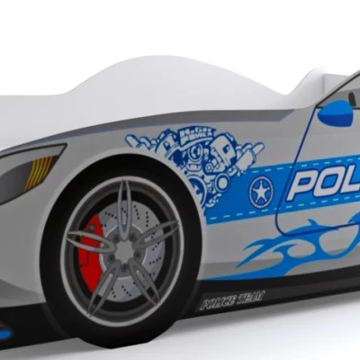Gyerekágy autó formájában 80x160 POLICE - ezüst