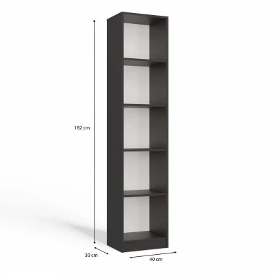 Keskeny könyvespolc RAUNO - 40 cm, antracit