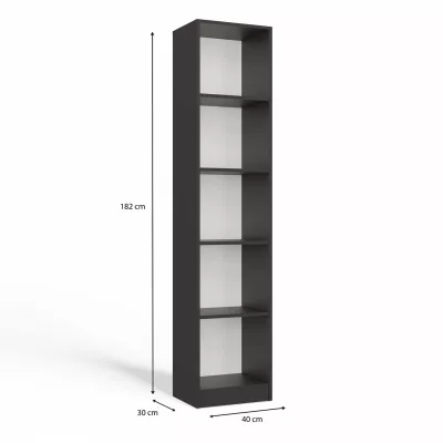 Keskeny könyvespolc RAUNO - 40 cm, antracit