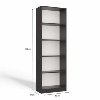 Keskeny könyvespolc RAUNO - 60 cm, antracit