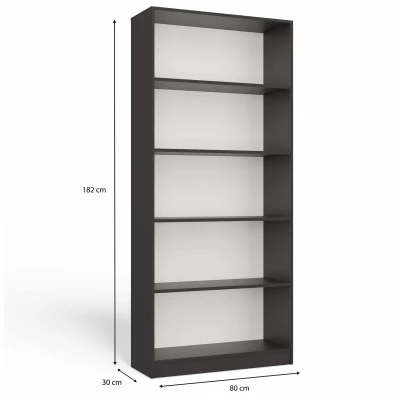 Keskeny könyvespolc RAUNO - 80 cm, antracit
