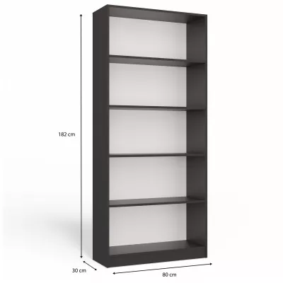 Keskeny könyvespolc RAUNO - 80 cm, antracit