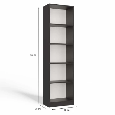 Keskeny könyvespolc RAUNO - 50 cm, antracit
