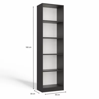 Keskeny könyvespolc RAUNO - 50 cm, antracit