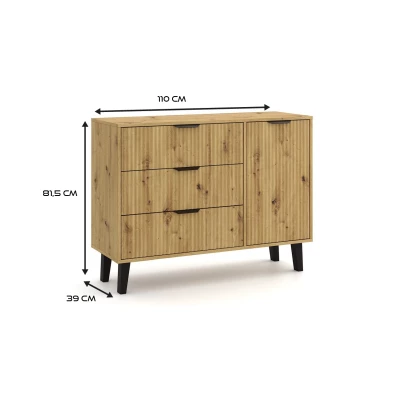 SITIVE SLIM kombinált fiókos szekrény - artisan tölgy / fekete