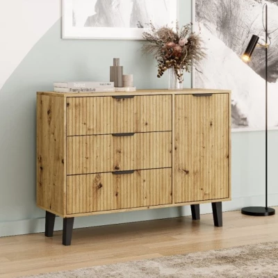 SITIVE SLIM kombinált fiókos szekrény - artisan tölgy / fekete