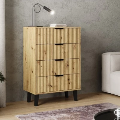 SITIVE SLIM komód - artisan tölgy / fekete