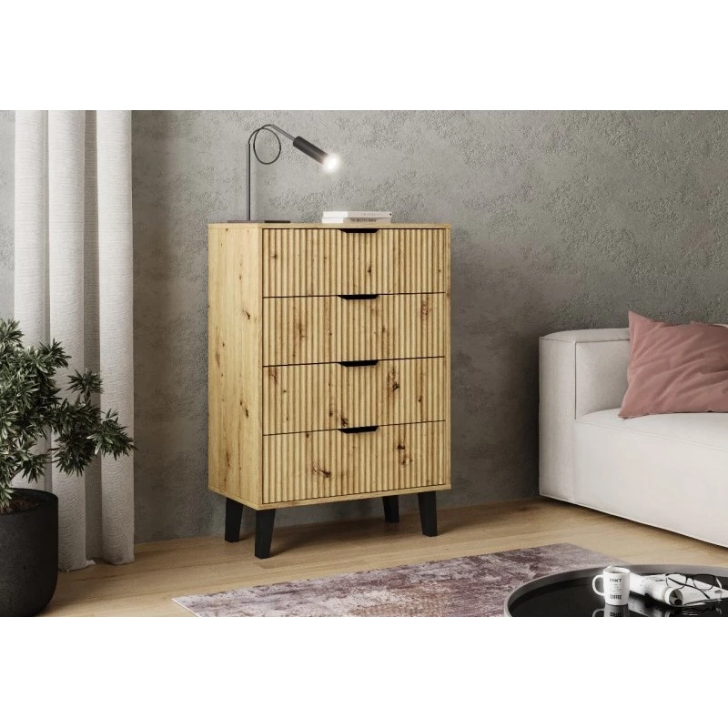 SITIVE SLIM komód - artisan tölgy / fekete