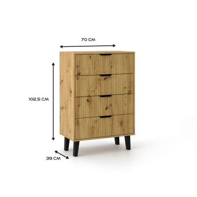 SITIVE SLIM komód - artisan tölgy / fekete