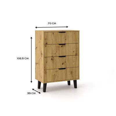 SITIVE SLIM komód - artisan tölgy / fekete
