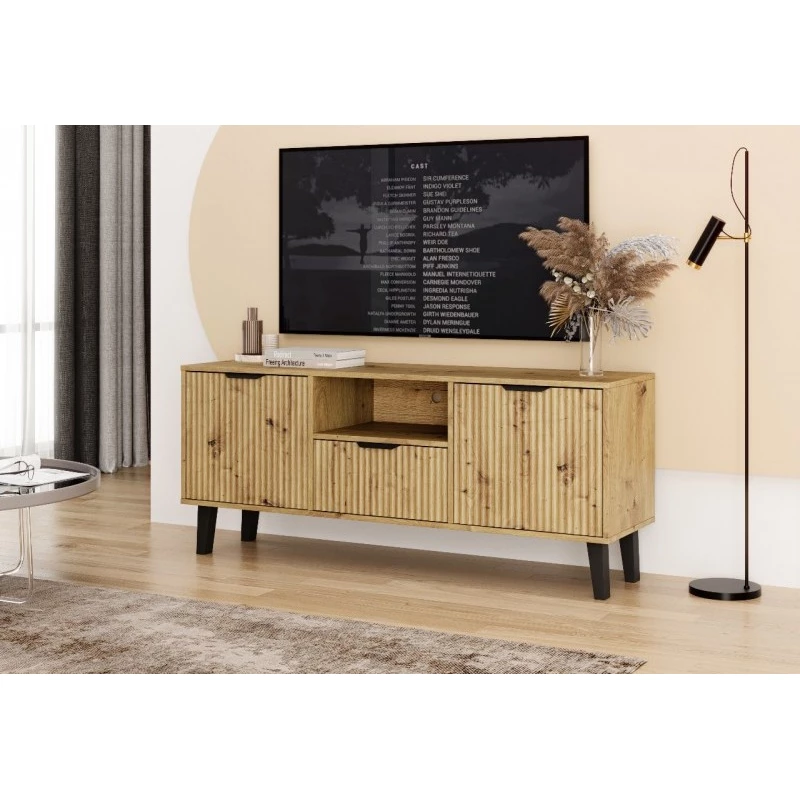 TV állvány SITIVE SLIM - artisan tölgy / fekete