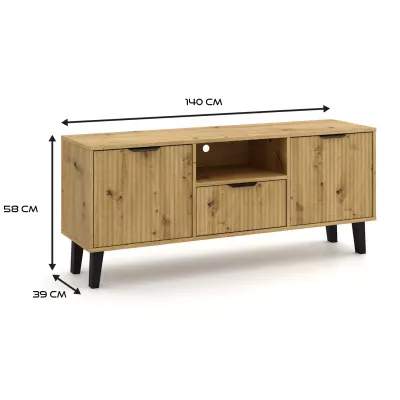 TV állvány SITIVE SLIM - artisan tölgy / fekete