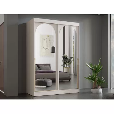 Szekrény tükörrel 150 cm IVAFE - kasmír / arany