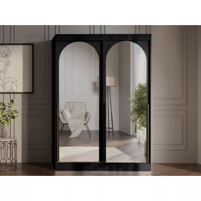 Szekrény tükörrel 150 cm IVAFE - fekete / arany
