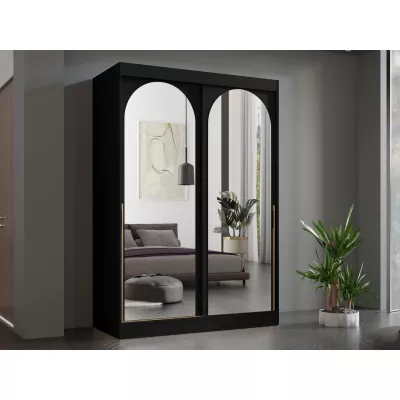 Szekrény tükörrel 150 cm IVAFE - fekete / arany