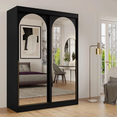 Szekrény tükörrel 150 cm IVAFE - fekete / arany