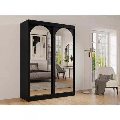 Szekrény tükörrel 150 cm IVAFE - fekete / arany