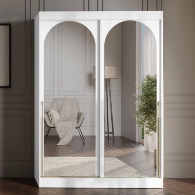 Szekrény tükörrel 150 cm IVAFE - fehér / arany
