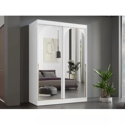 Szekrény tükörrel 150 cm IVAFE - fehér / arany