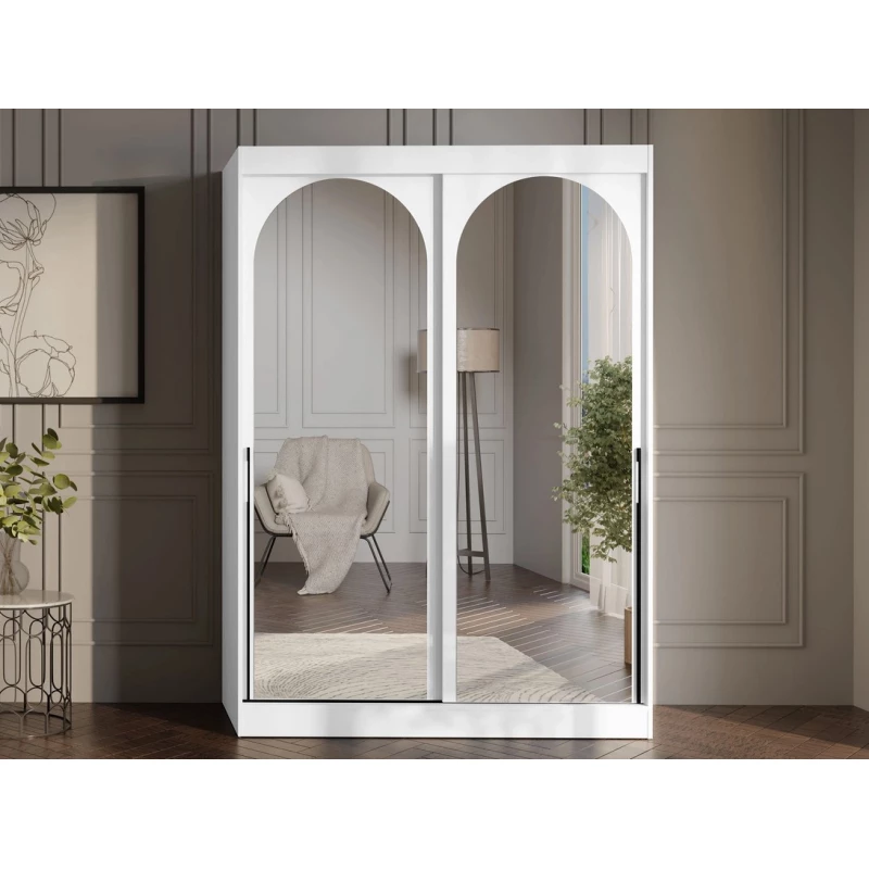 Szekrény tükörrel 150 cm IVAFE - fehér / fekete