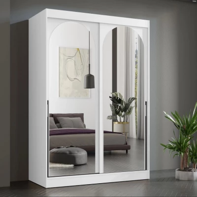 Szekrény tükörrel 150 cm IVAFE - fehér / fekete